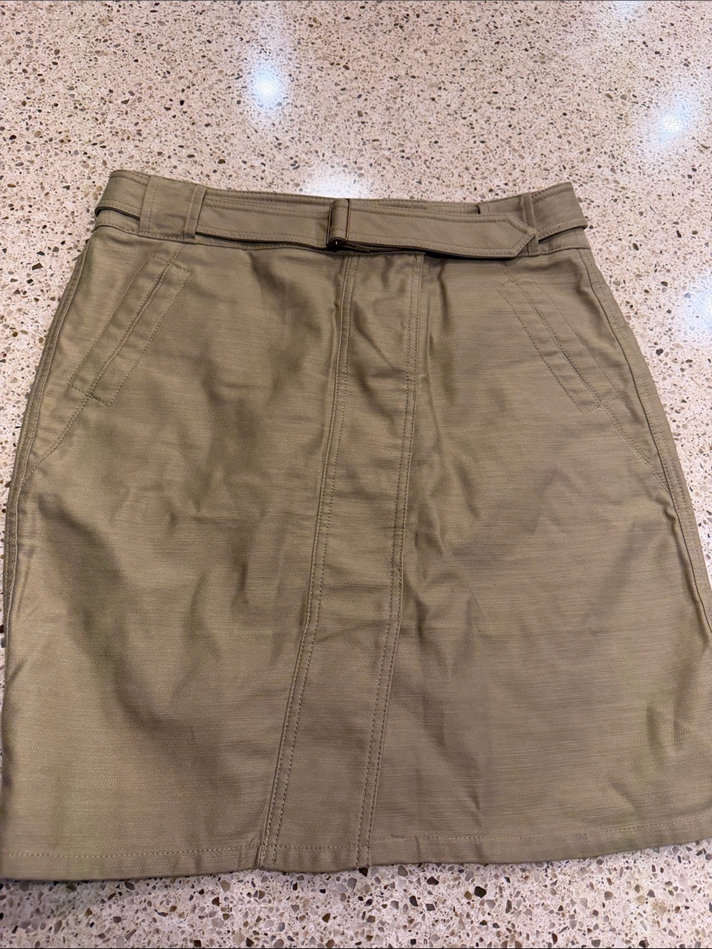 Ann Taylor LOFT Khaki Tan Utility Canvas Safari Skirt Belted Size 12